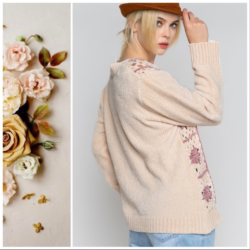 POL Crochet Granny Squares Chenille Sweater - Picture 5 of 7